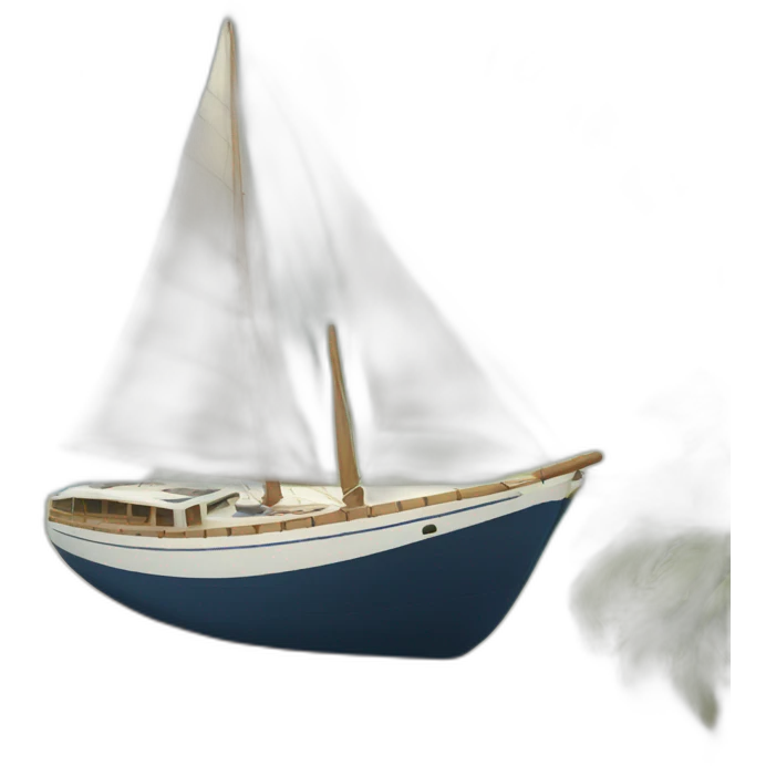 Big sailboat on the sea in front of a natural beach emoji