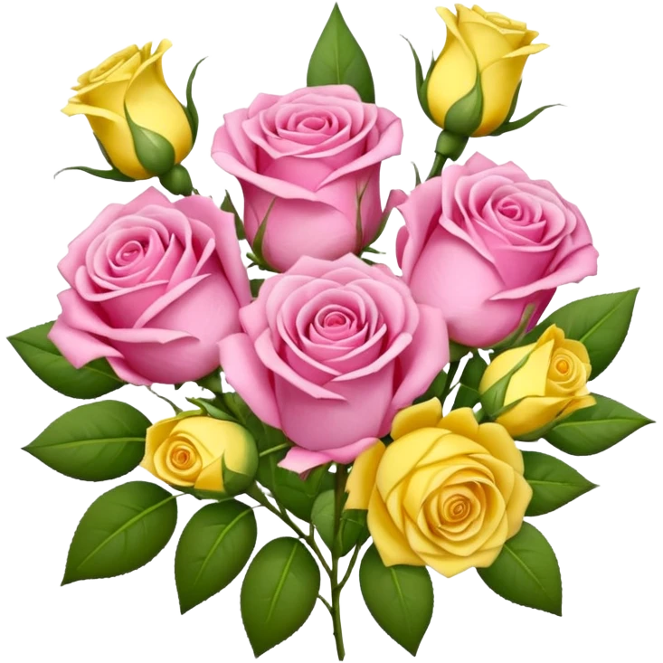 A mixed bouquet of pink roses and yellow lisianthus emoji