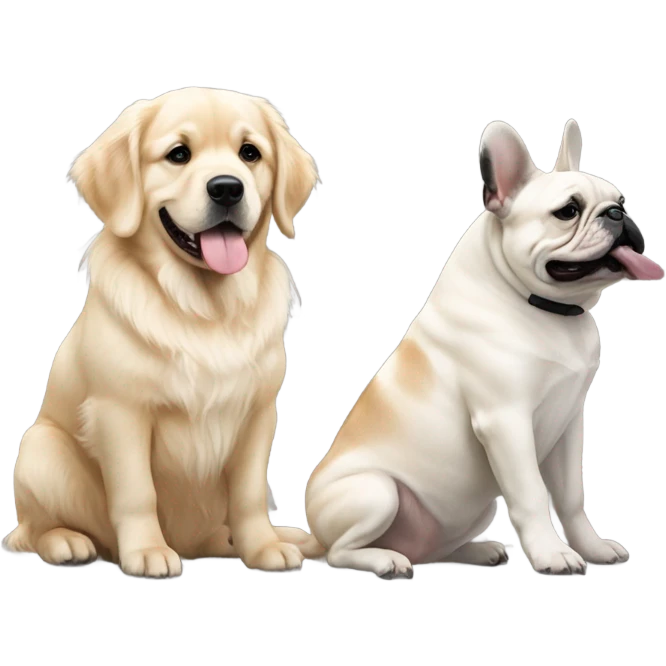 English cream golden retriever and an oreo colored frenchie as best friends emoji