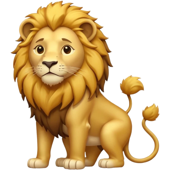 Create a single emoji of a Lion in full body, shown at a slight side angle in a natural, characteristic pose. Cute and stylized like an emoji, but clearly recognizable.
 emoji