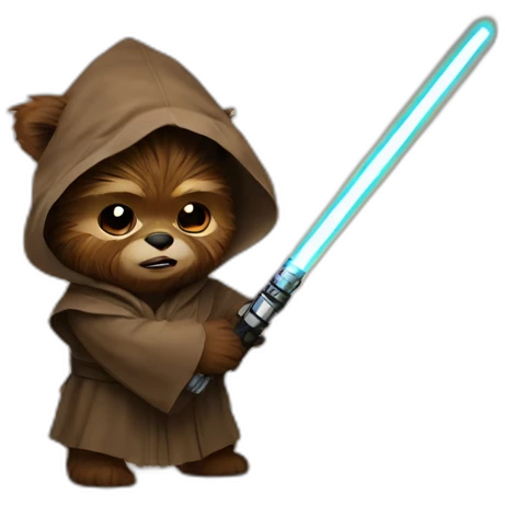 Ewok with lightsaber emoji