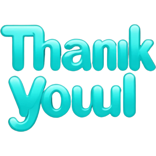THE WORDS THANK YOU IN NEON TEAL RESEMBLING A NEON SIGN emoji