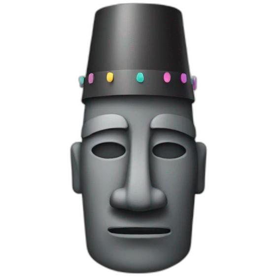 a moai head wearing a party hat emoji