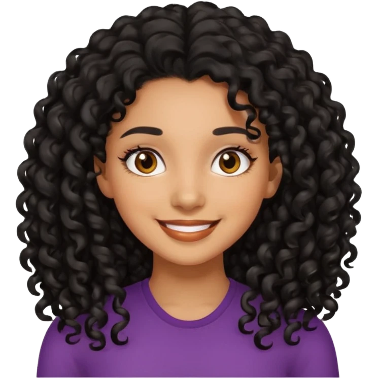 Mixed girl with long dark black curly hair  emoji