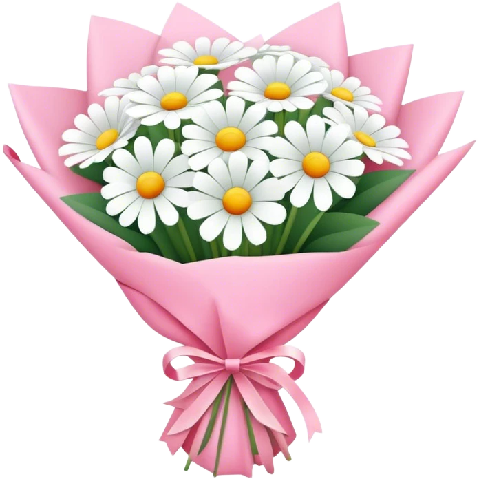 bouquet of white flowers wrapped in pink paper emoji