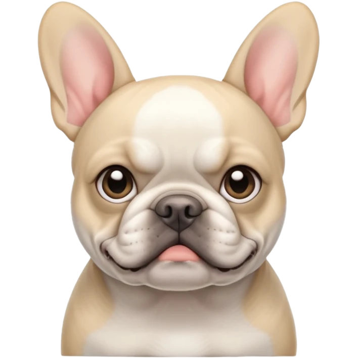 jealous white french bulldog with gray ears emoji