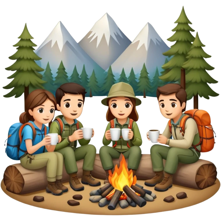 two men and two women camping emoji