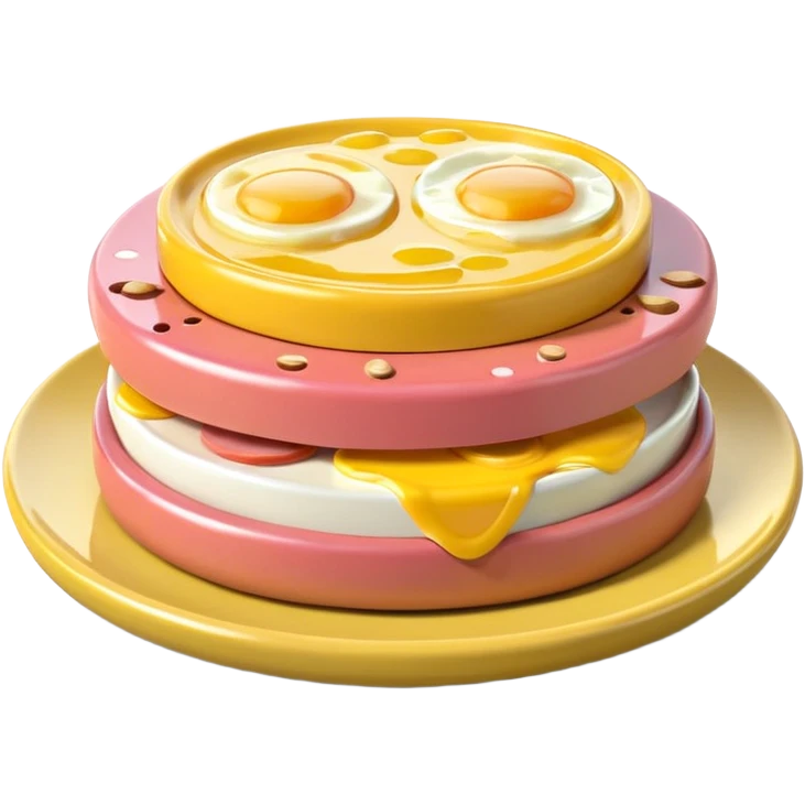 Toki Doki kawaii SPAM and eggs plate sculpture art emoji