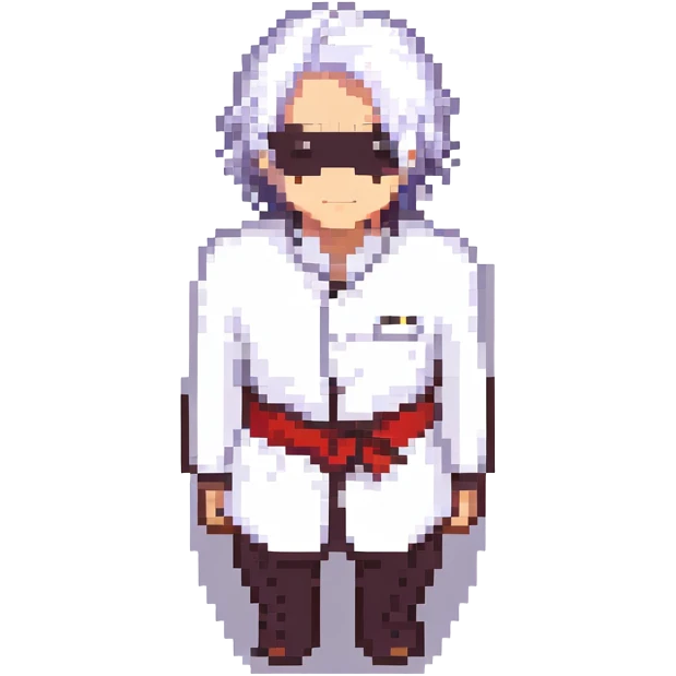 Gojo Satoru character, white hair, blindfold, anime-inspired, simple background emoji