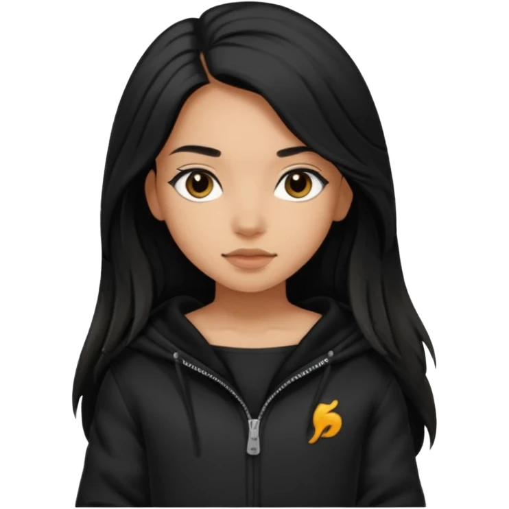  Siyah uzun saçlı ceket giyen esmerimsi kız fazla esmer değil siyah ceket  polar ceket ceket gevşek biraz omzundan çıkıyormuş gibi ve bugday ten rengi emoji