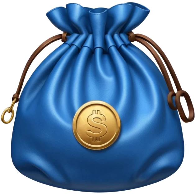blue coins outside a brown money bag  emoji