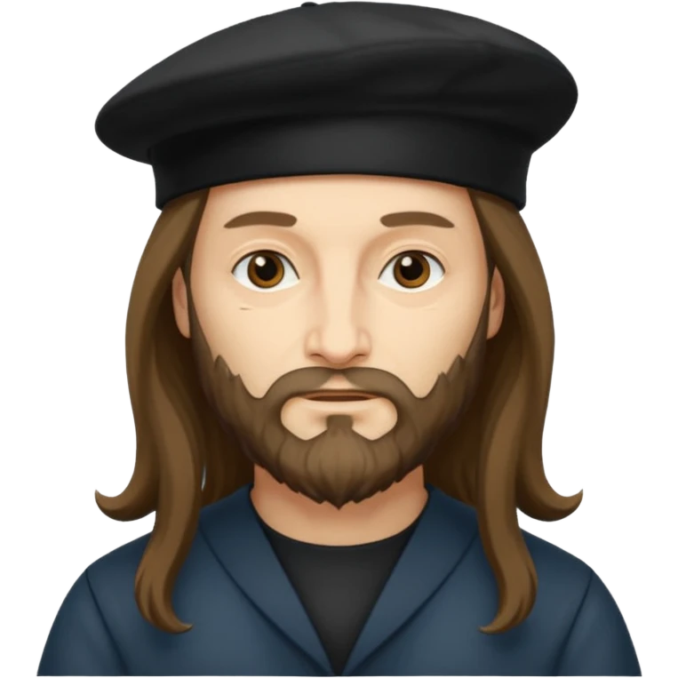 Leonardo da Vinci wear black berret hat emoji
