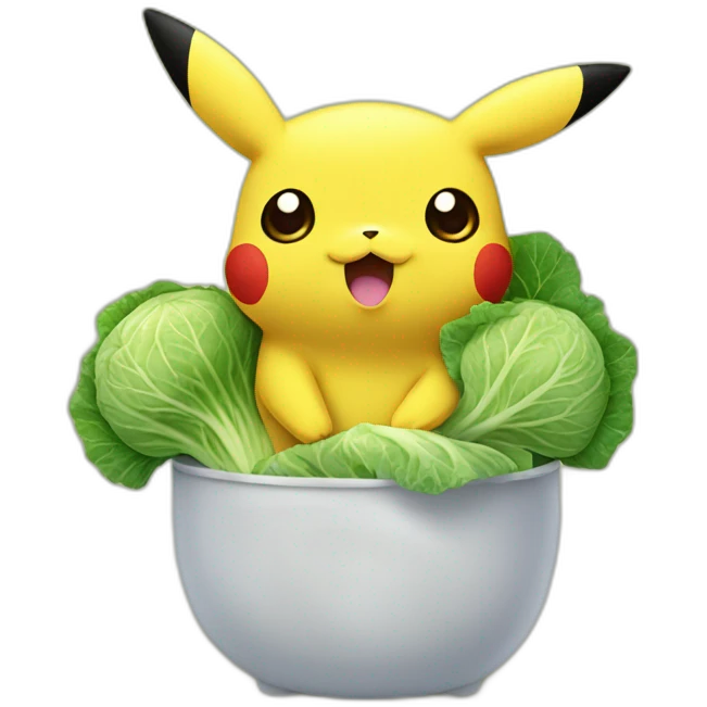 pikachu mutated with cabbage emoji