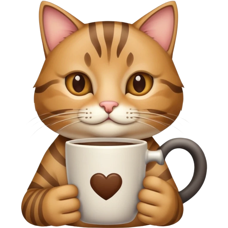 tabby cat programmer with coffee mug emoji