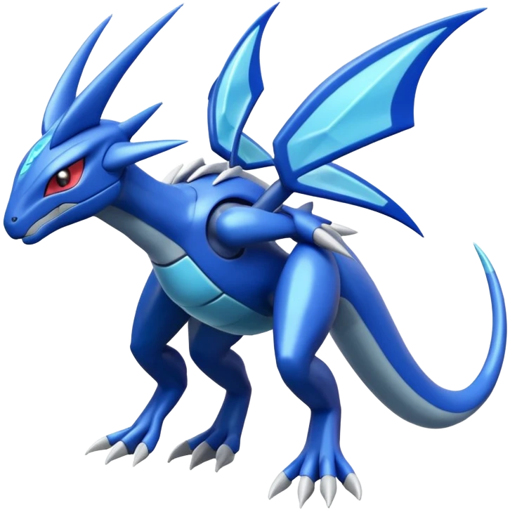 Shiny Blue Smooth Glossy Soft Palkia-Inteleon-Scizor-Greninja-Genesect-Bisharp-Pokémon-Fusion, full body emoji