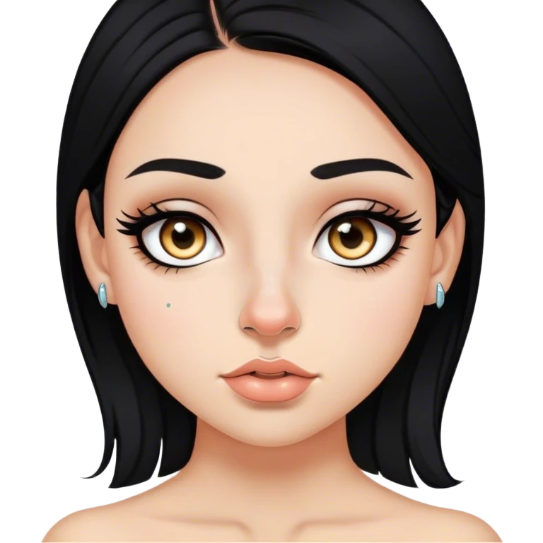Dark haired girl with nose piercing eyeliner emoji