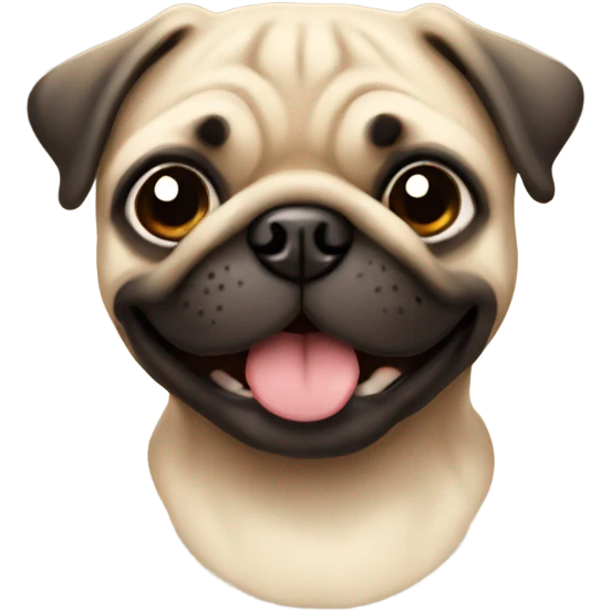 Cute beige male pug smiling emoji