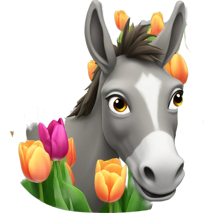 donkey with a tulipe emoji