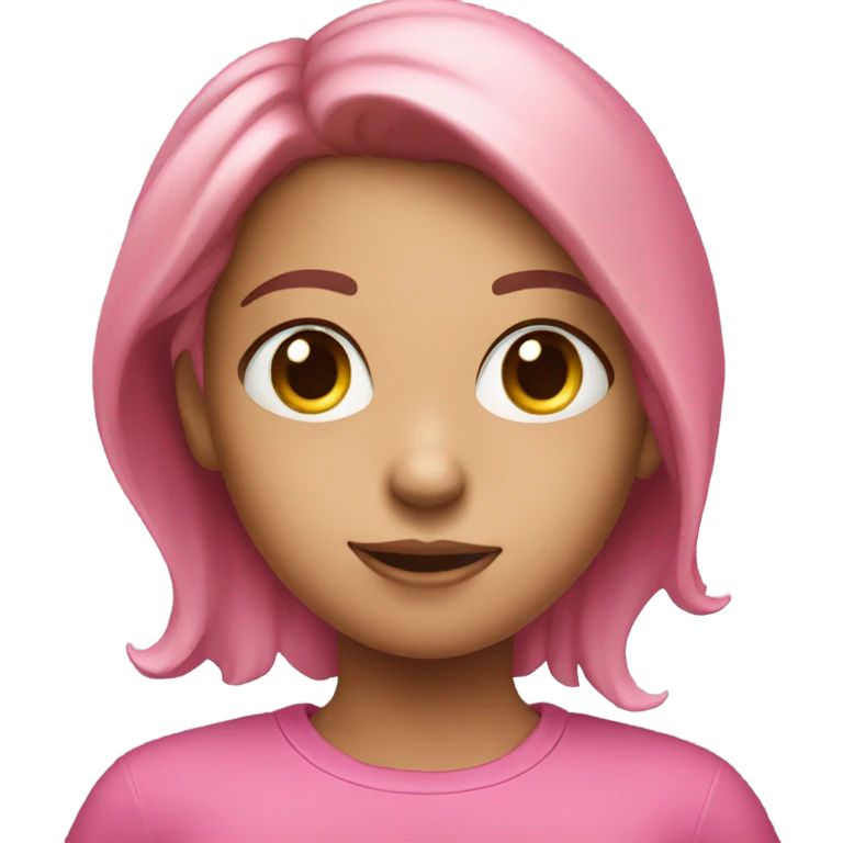 Girl posing with pink button top emoji