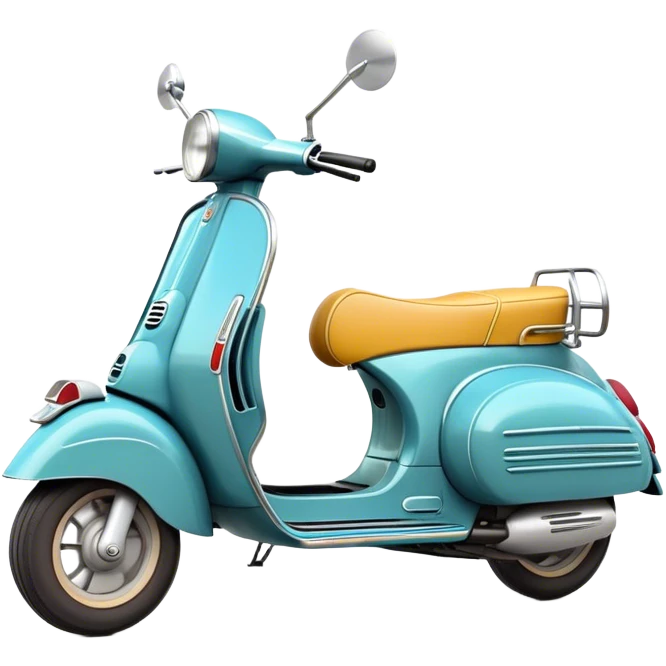 Cinematic Realistic Vespa Scooter Emoji, depicted as a stylish vintage Vespa with sleek retro design and vibrant colors, rendered with crisp textures and dynamic sunlit lighting that captures its iconic Italian charm. emoji