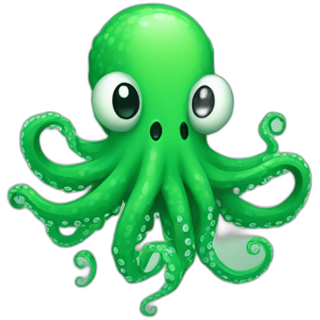 Green pixel art octopus emoji