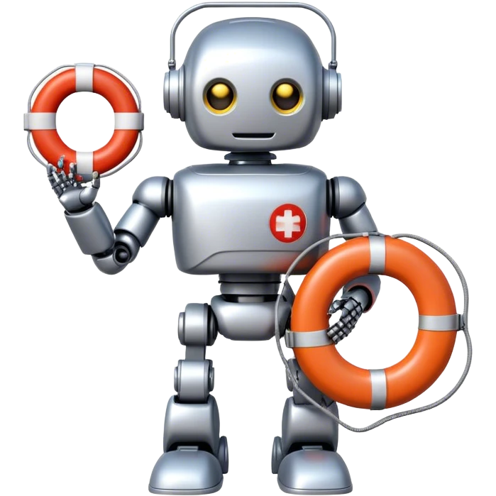 robot with lifebuoy in hand emoji