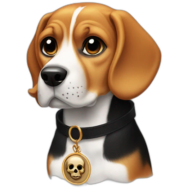 beagle with black collar and skull medallion  emoji