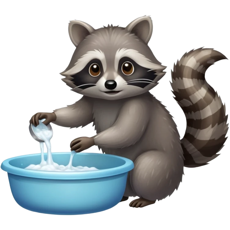 Raccoon cleaning dishes emoji