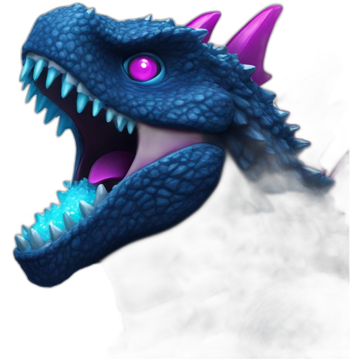 dark Blue godzilla with cyan crystals on its back and magenta eyes emoji
