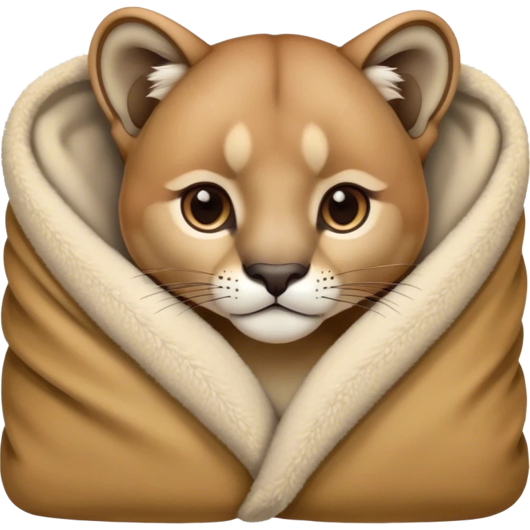 Mountain lion cozy in a blanket  emoji