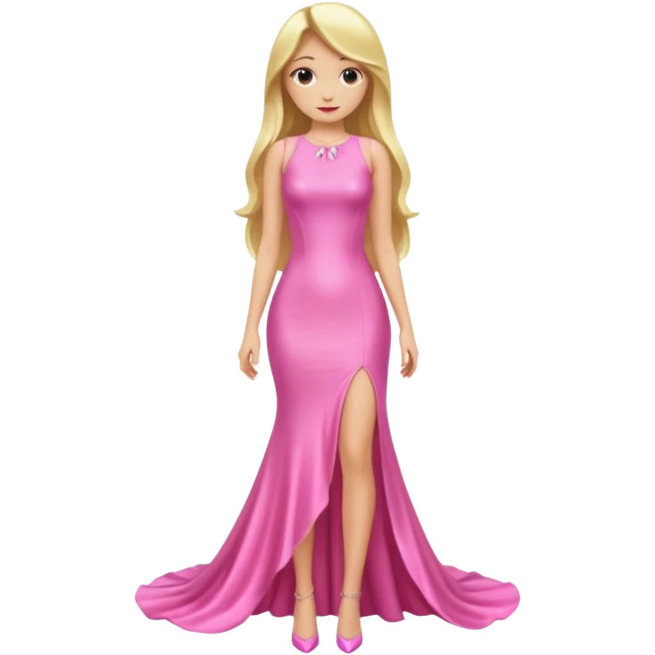 woman long blonde hair pink shiney dress full body emoji