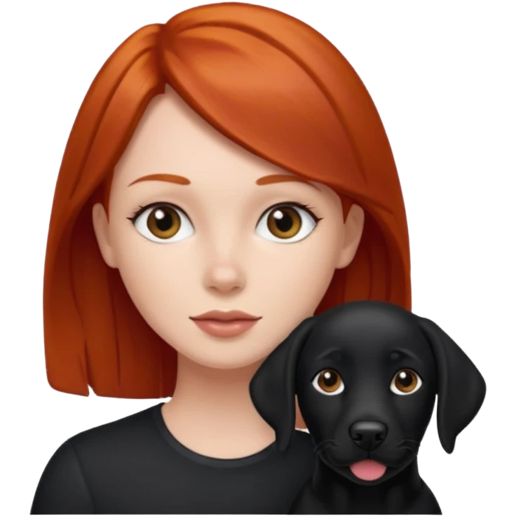 Redhead woman with black lab emoji