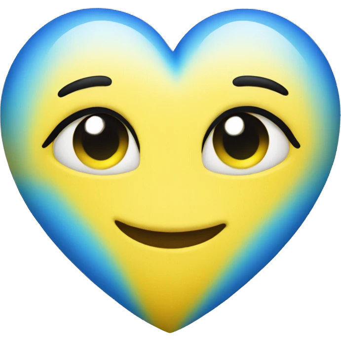 Shiny Yellow and blue ombré heart emoji