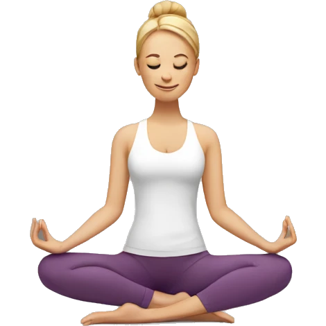 one white woman sitting in yoga pose emoji