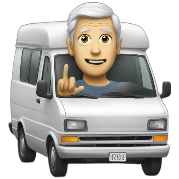 Creepy Percy Man driving a Van emoji