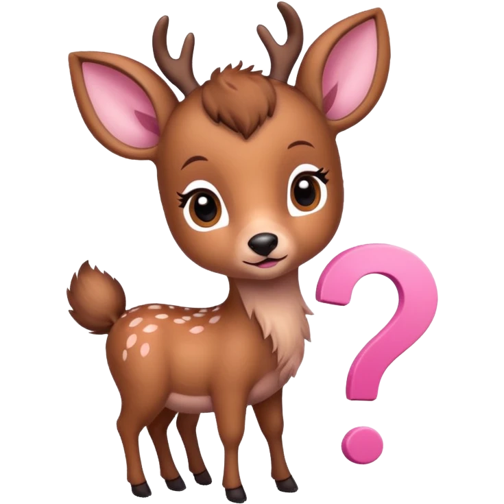 Baby deer and pink question mark emoji