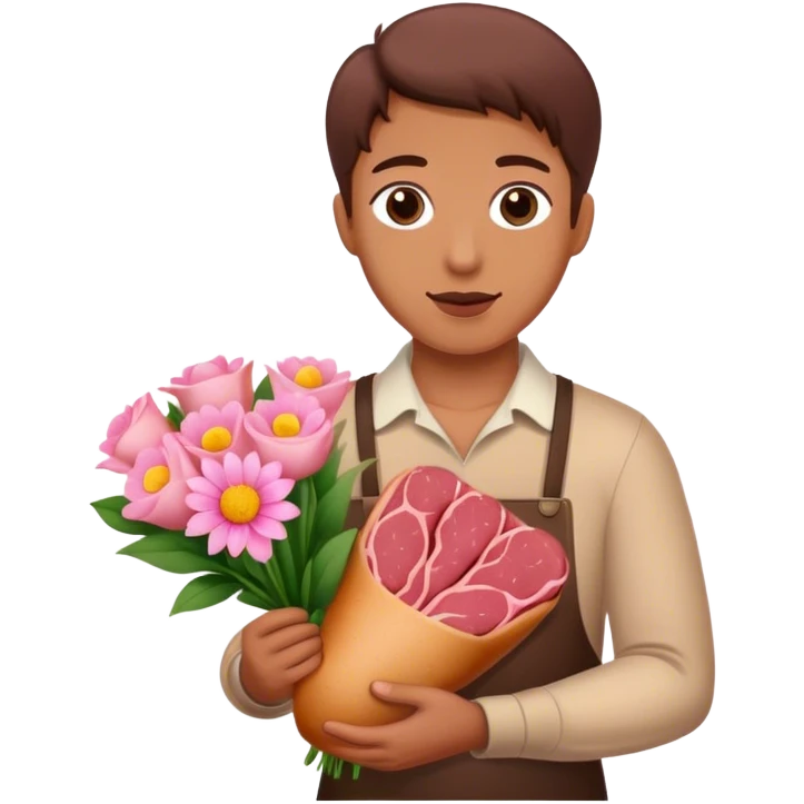 bologna meat pink flower bouquet  emoji