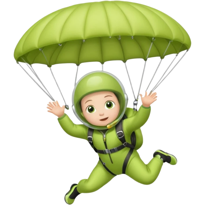 Skydiving baby with parachute and UFO lime emoji