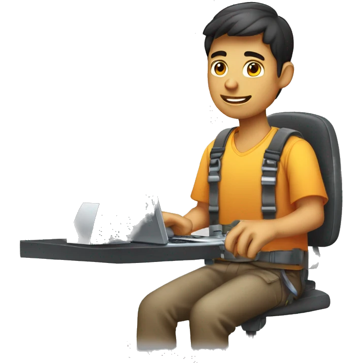chico joven trabajando portatil emoji