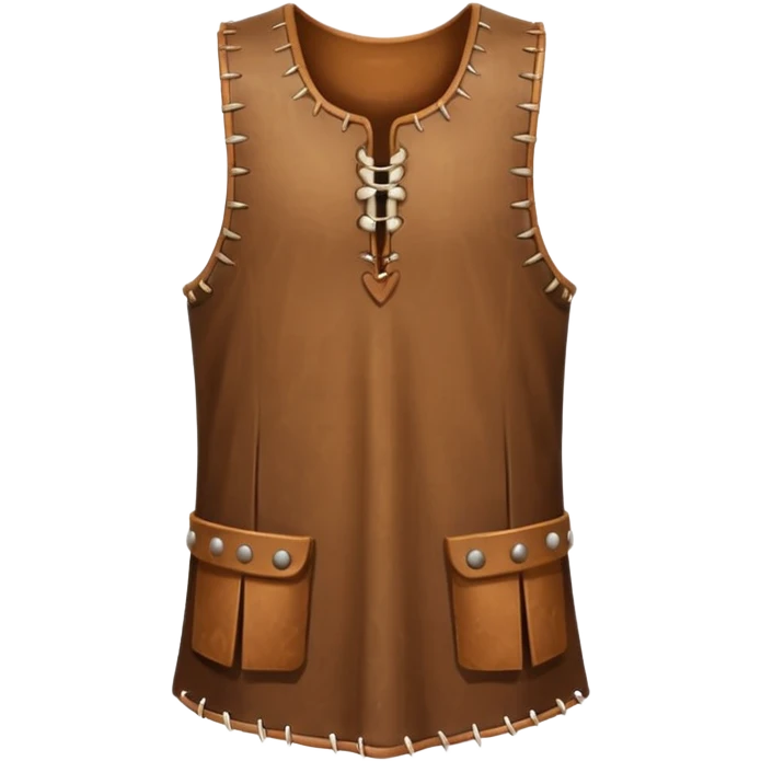 A sleeveless leather tunic stitched with bone needles, brown color









 emoji
