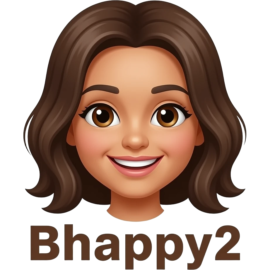 A brown smiley emoji kind of girly with the words Bhappy2 emoji