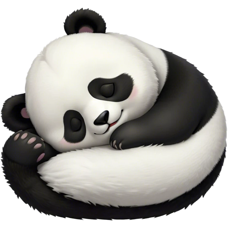 Meme-Worthy Cute Sleeping Panda Portrait Emoji, Head resting peacefully with a contented smile, showcasing a delightfully robust build and a luxuriously soft black and white Fur, eyes shut in a serene, restful nap, Simplified yet hilariously adorable features, highly detailed, glowing with a soft, drowsy light, high shine, relaxed and utterly lovable, stylized with an air of playful laziness, bright and heartwarming, soft glowing outline, capturing the essence of a comically sleepy panda, so meme-worthy it feels like it could instantly become the next viral sensation of adorable slumber! emoji