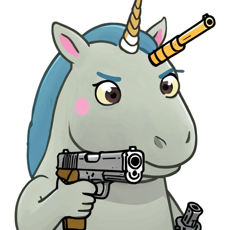 Unicorn with gun emoji