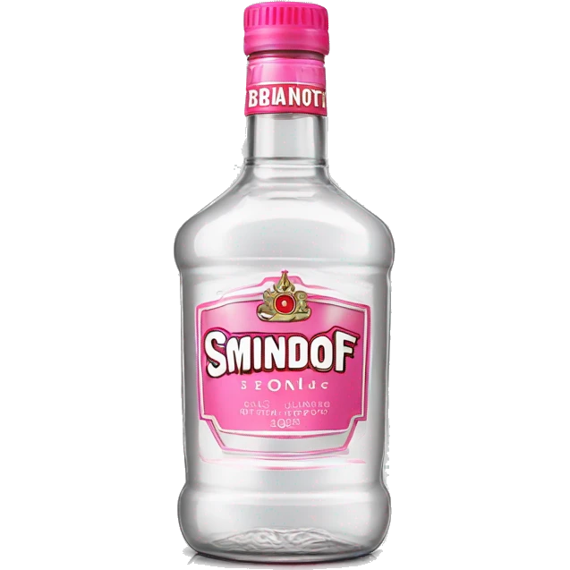 Realistic clear smirnoff bottle with pink lid and label. emoji