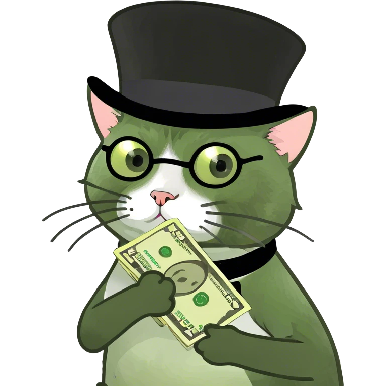 cat holding a bunch of money emoji