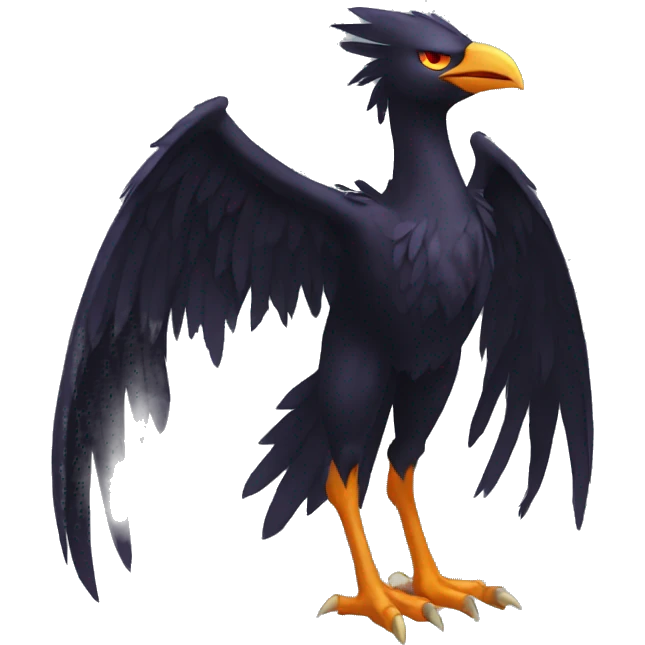 Fantasy legendary godly dark bird shadow-type-Phoenix Fakemon full body emoji