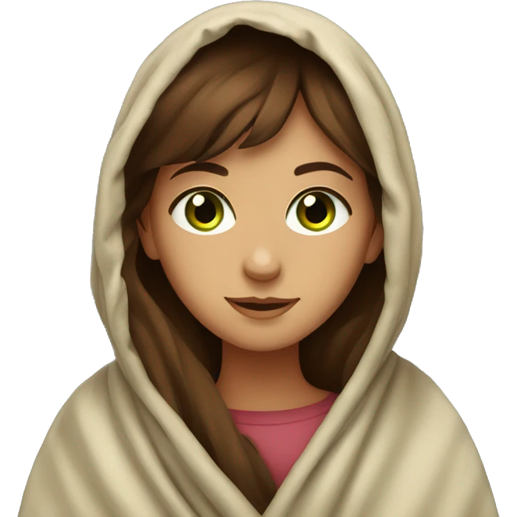 green eyed brown haired girl in blanket  emoji