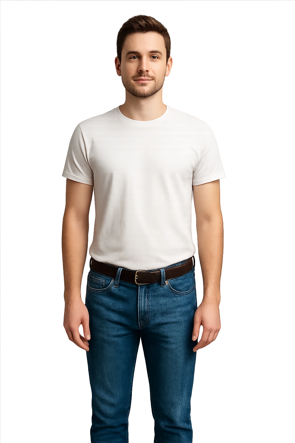 Man 25 years old wearing blue jeans and white t-shirt emoji