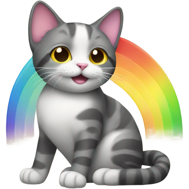 Cat holding a rainbow  emoji