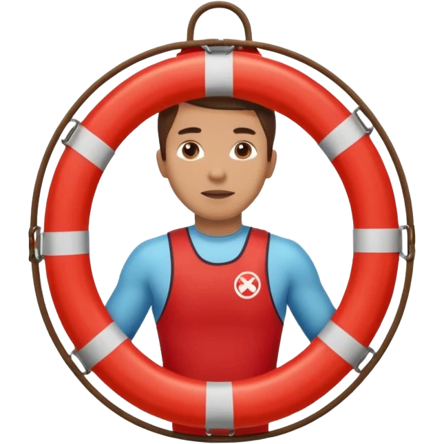 Lifeguard Holding Rescue Tube circle  emoji